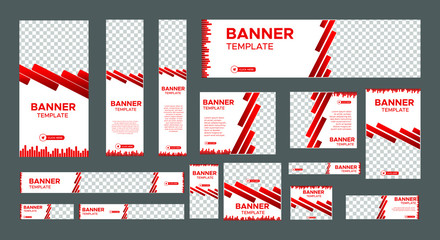 set of creative web banners of standard size with a place for photos. Business ad banner. Vertical, horizontal and square template. vector illustration EPS 10	
