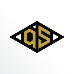 Initial Letter QS Geometric Abstract Diamond Shape Logo Design