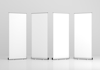 Roll Up Banner Stand Mockup. 3D Render.