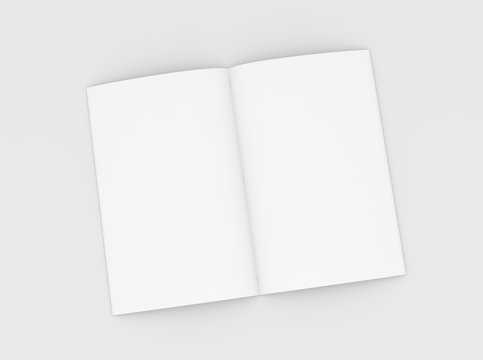 Blank booklet, flyer or brochure mockup template on gray background. 3D Rendering.