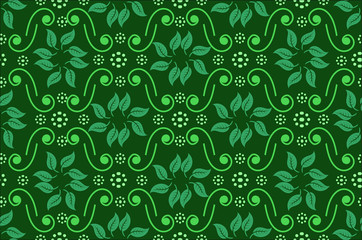Indonesian batik motifs with very distinctive plant patterns,Vector