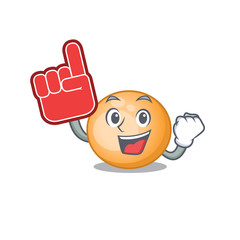 Staphylocuccus aureus presented in cartoon character design with Foam finger