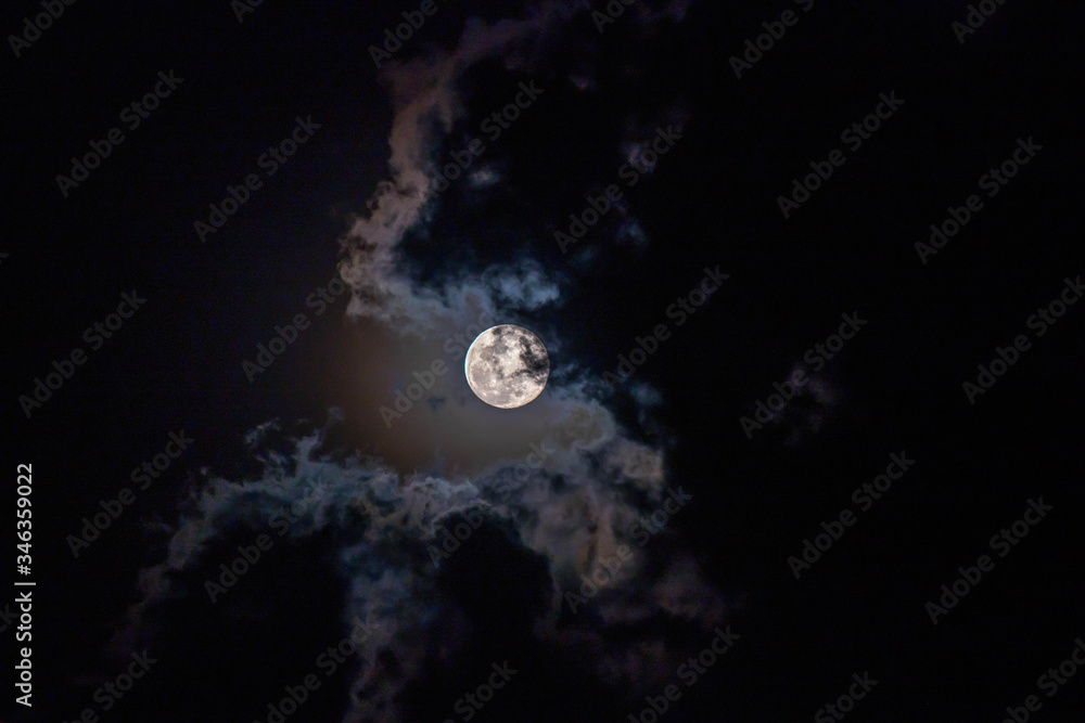 Wall mural full moon and clouds