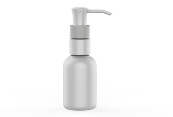 Small bottle with dispenser mock up isolated on white background. 3d illustration