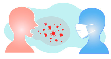 Silhouette illustration of mask spray infection aerosol splash infection - obrazy, fototapety, plakaty