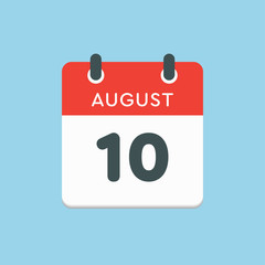 Calendar icon day 10 August, date days of the year
