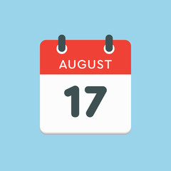 Calendar icon day 17 August, date days of the year