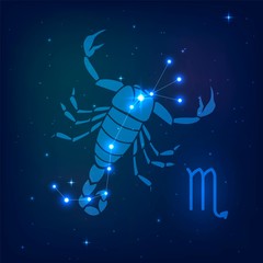 Scorpio - constellation of the zodiac in the night starry sky © lidiia