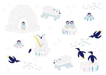 南極の動物たち　イラスト