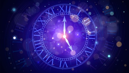 Naklejka na ściany i meble Magic clock in space, concept of time or numerology