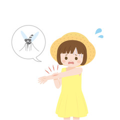 蚊に刺される女の子のイラスト