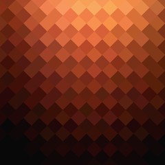 Mosaic orange brown black gradient background. Low light. Geometric abstract texture. Simple pattern.