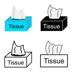 set of tissue box icon. tissue paper icon