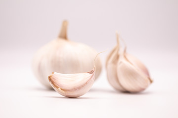 Close up of garlic isolate on white background.