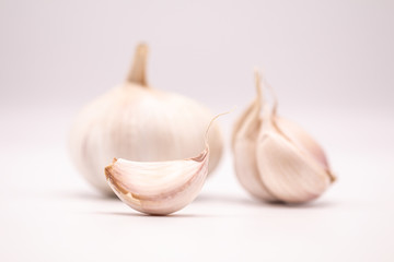 Close up of garlic isolate on white background.Fresh garlic.