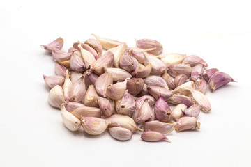 Close up of garlic isolate on white background.Fresh garlic.
