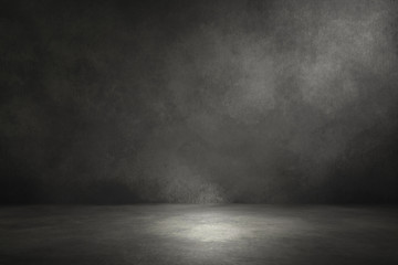 Black concrete background wall. Old surfaces that have scratches and cracks. Black room.