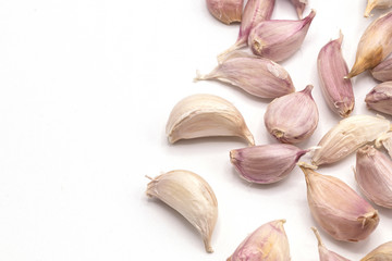 Close up of garlic isolate on white background.
