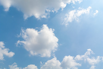 Naklejka na ściany i meble White cloudy blue sky background : Fresh environment concept