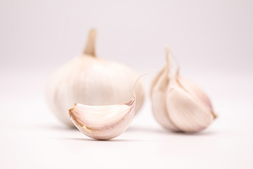 Close up of garlic isolate on white background.