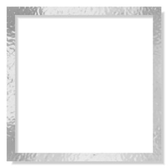 Silver shiny glowing vintage frame with shadows isolated on white background. Metallic luxury realistic square border. Vector illustration