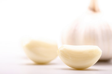 Close up of garlic isolate on white background.