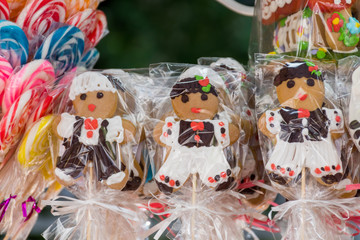 Traditional romanian costumes dancers made from gingerbread