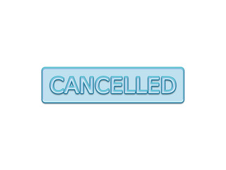 Cancelled blue square isolated button