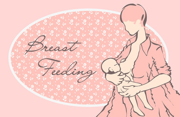 Mom in a spacious shirt feeds the baby's newborn.