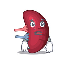 Cartoon design style of human spleen showing worried face