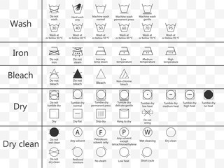 Laundry symbols icon set. Vector illustration, flat design. - 346375826