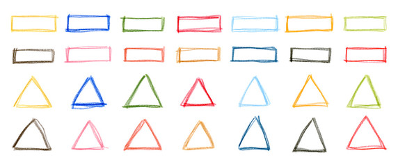 hand drawn colorful doodles (rectangles and  triangles) - obrazy, fototapety, plakaty