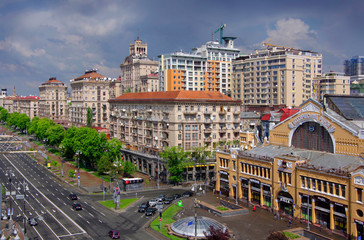 Ukraine. Kiev. 05/05/20. The view from the heights on the street Khreshchatyk in the city center in a thunderstorm.