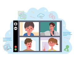 オンライン授業 パソコン 授業 イラスト 男の子 Wall Mural Matsu オンライン授業 パソコン 授業 イラスト 男の子 Wall Mural Matsu