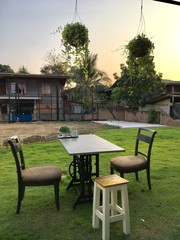 Obraz premium Outdoor garden exterior decoration design, relax and living local countryside style