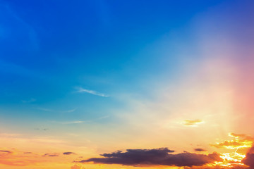 Colorful sunset light in evening sky