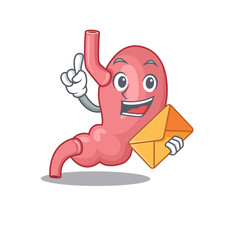 Happy human stomatch mascot design concept with brown envelope