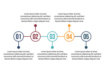 Timeline infographic design element and number options. Business concept with 5 steps. Can be used for workflow layout, diagram, annual report, web design. Vector business template for presentation.