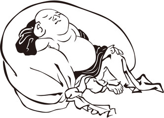 浮世絵　七福神　その6　白黒