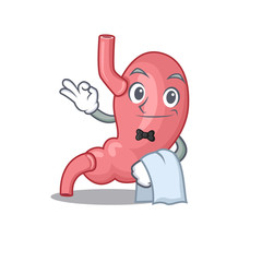 A cartoon character of human stomatch waiter working in the restaurant