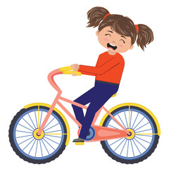 Cartoon girl on bicycle