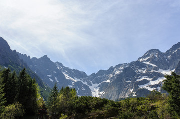 A beautiful landscape at the Morskie Oko in the polish Tatras.