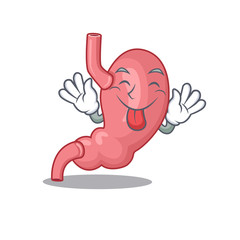 An amusing face human stomatch cartoon design with tongue out