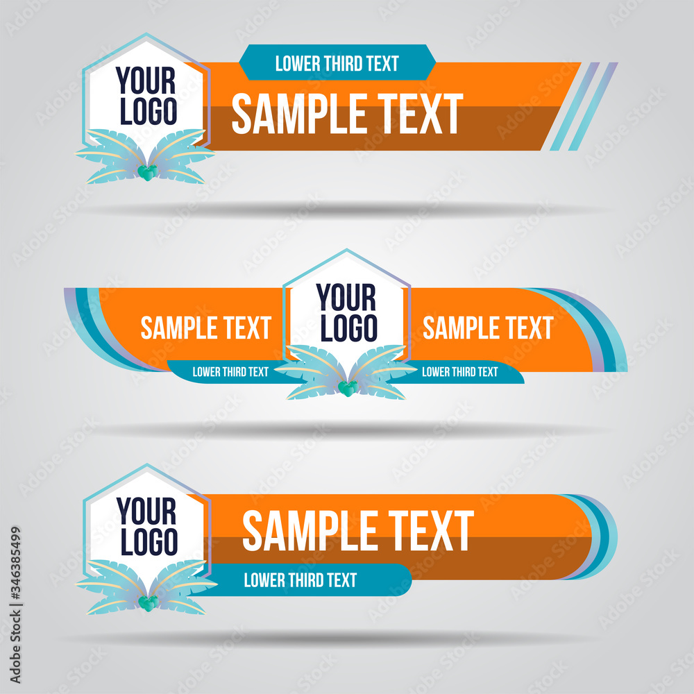 Poster lower third colorful summer tv design template modern contemporary. set of banners bar screen broadc