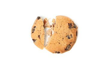 Tasty chocolate chip cookie isolated on white background
