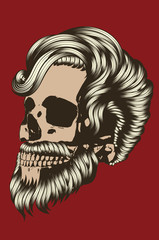 Colorful skull with modern male hairstyle and beard