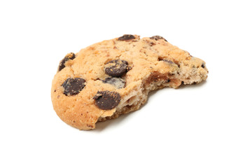 Tasty chocolate chip cookie isolated on white background
