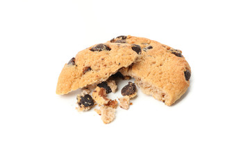 Tasty chocolate chip cookie isolated on white background