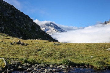 Mountain view with clouds