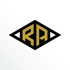 Initial Letter RA Geometric Abstract Diamond Shape Logo Design